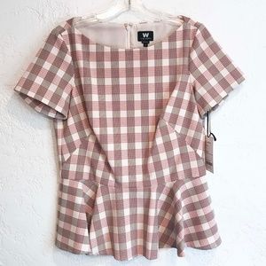 W by Worth Peplum Blouse, Sz 8 Lined Bodice, NWT Great Career Workplace …